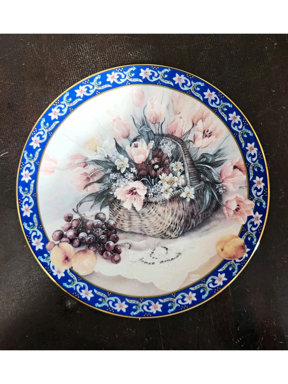 W.S. George Lena Liu Basket Bouquets Parrot Tulips Plate Limited Ed 1992